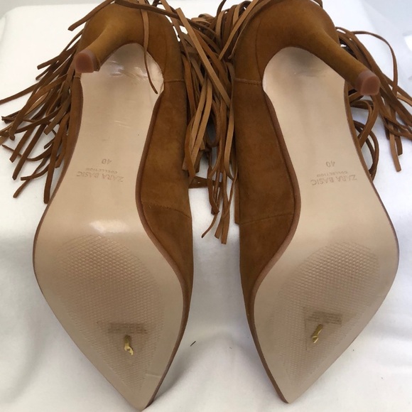 Saddle Suede Fringe Ankle Pumps - Picture 5 of 8